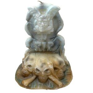 Halloween Vintage Gargoyle Sitting on Skulls  Candle NOS NWOT